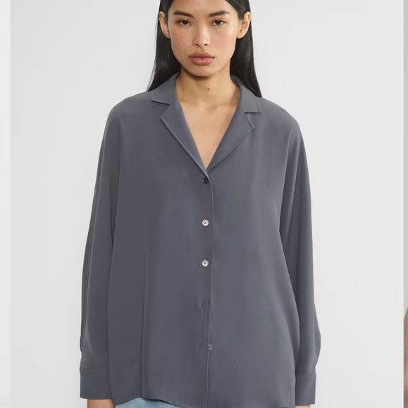 Aritzia Tops - NEW Wilfred Freeform Shirt Aritzia Vintage Navy Button Up Blouse Long Sleeve Me